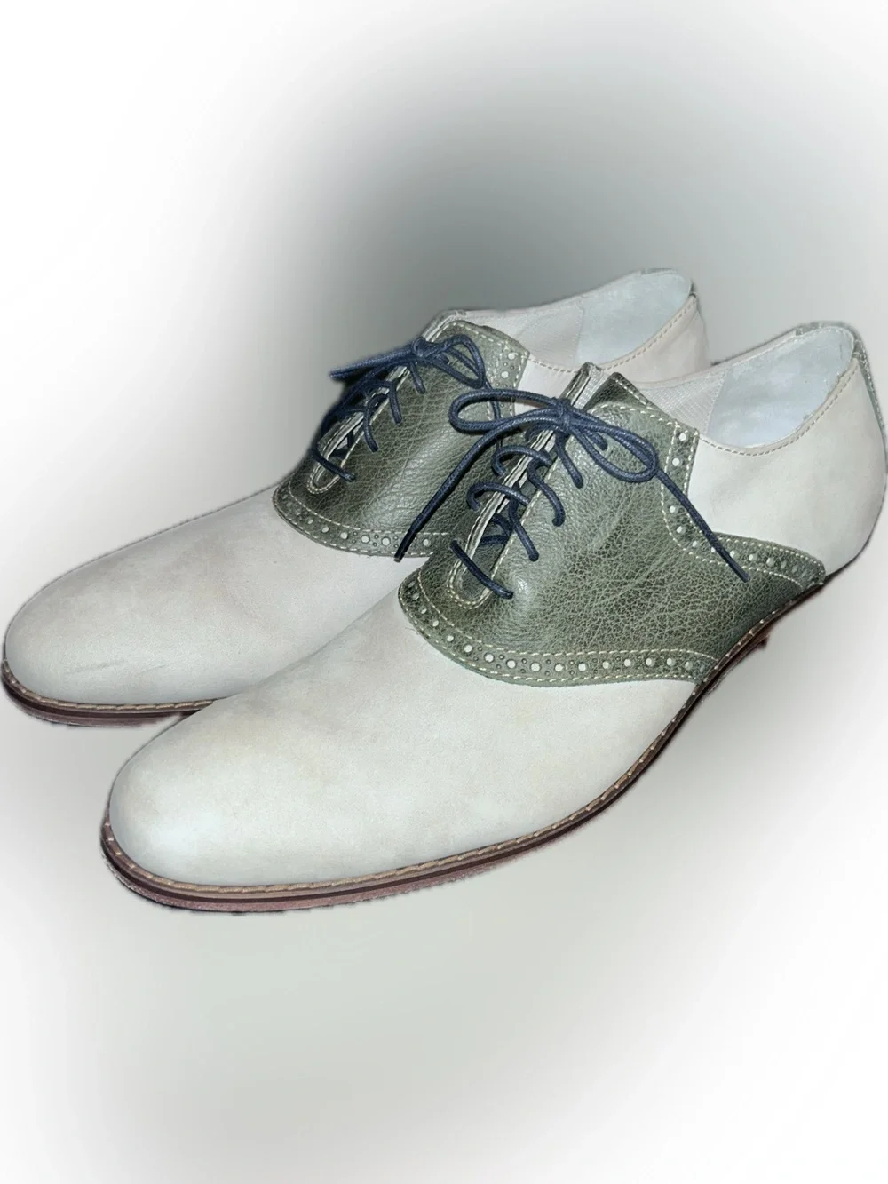 Cole Haan Air Colton Gray Green Saddle Oxford Brogue Nubuck Leather Shoes 13